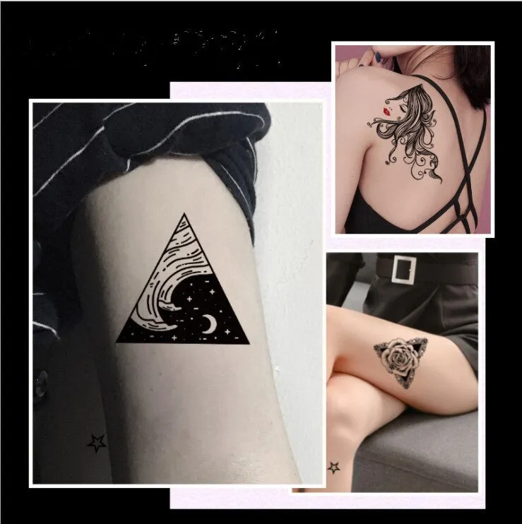 30pcs Black Fake Tattoo Stickers for Men Women Arm Body Arm Art Grimace Feather Temporary Tattos Waterproof Dark Tatoos Dacals