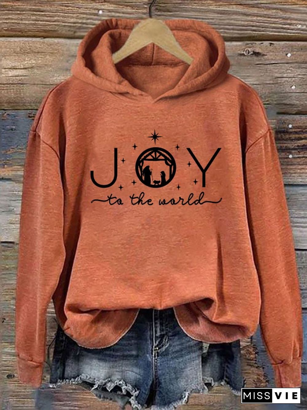 Women's Joy To The World Printed Hoodie