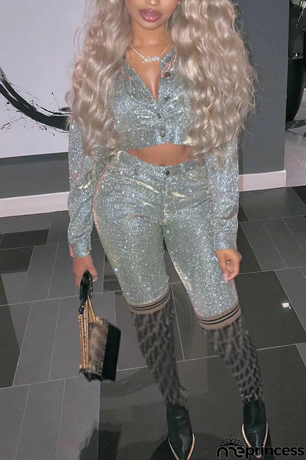 Black Street Polyester Solid Buttons V Neck Long Sleeve Regular Sleeve Regular Two Pieces