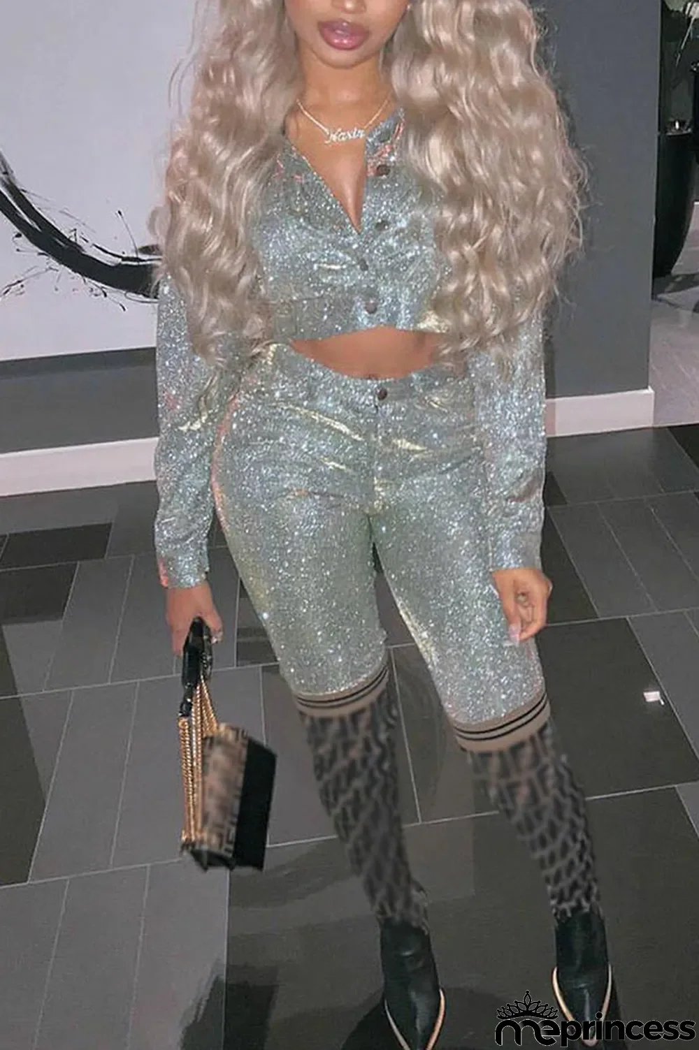 Black Street Polyester Solid Buttons V Neck Long Sleeve Regular Sleeve Regular Two Pieces