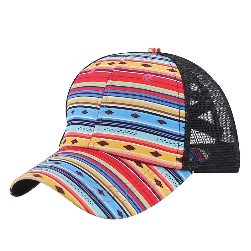 Unisex Casual Minimalist Stripe Lattice Flower Curved Eaves Baseball Cap