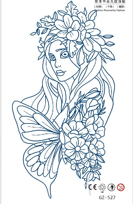 Temporary Waterproof Tattoo Stickers Seductive Snake Flower Ink Lasting Sexy Girls Arm Chest Waist Buttocks Realistic Fake Tatoo