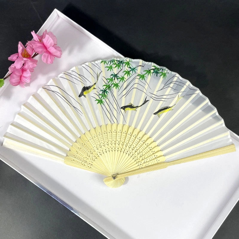 3 Pieces Ancient Style Folding Fan Female Classical Tassel Silk Fan Chinese Style Small Fan Portable Dance Craft National Fashion Fan Student Fan