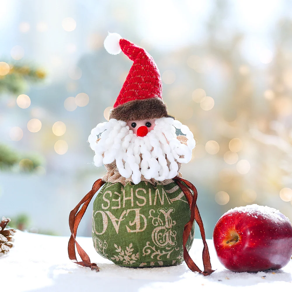 New Christmas creative linen apple bag gift bag ornaments