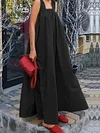 Solid Color Square-Neck Condole Belt Maxi Dress
