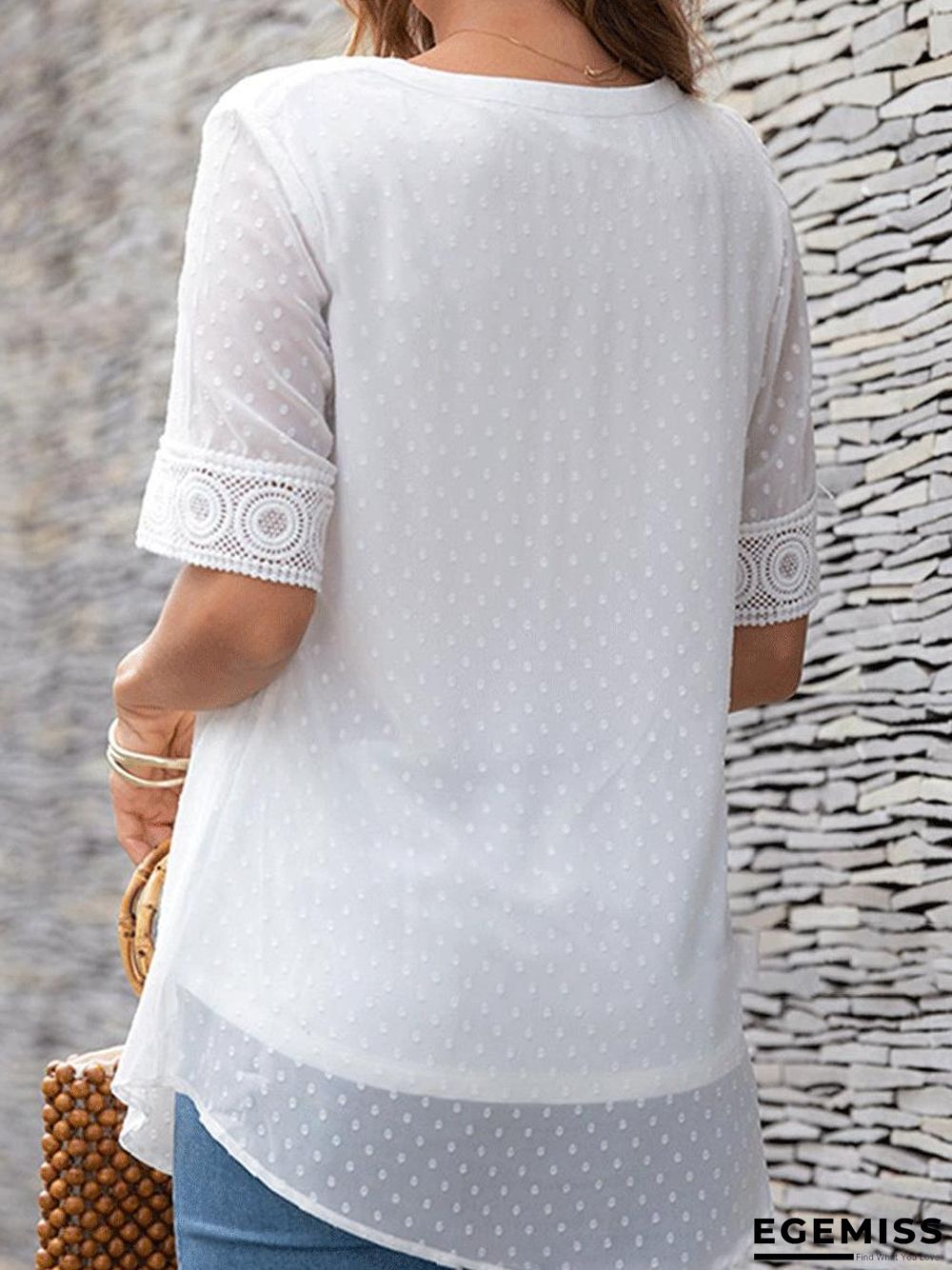 Casual All-match Solid Color Short-sleeved Pullover Blouse | EGEMISS