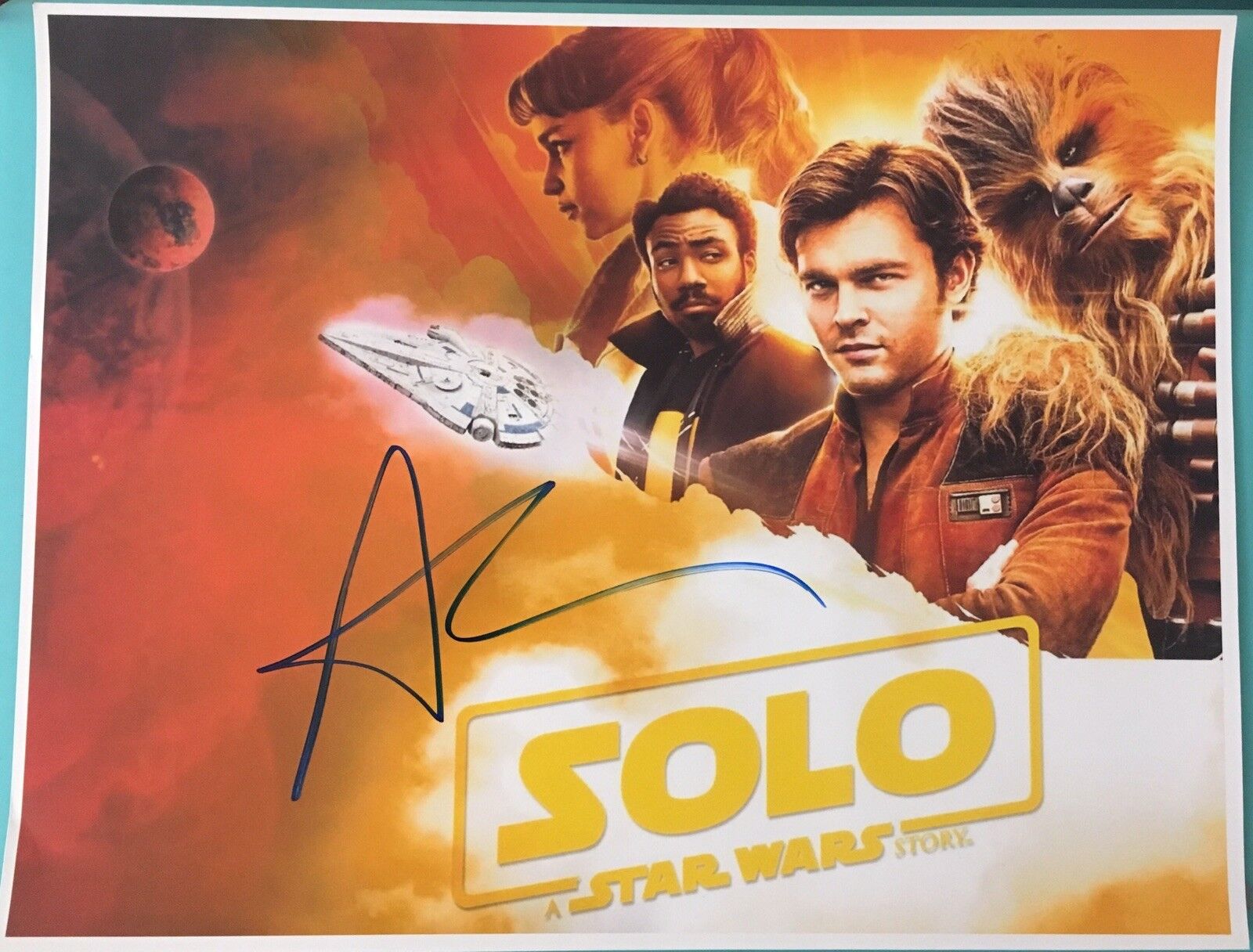 ALDEN EHRENREICH SIGNED AUTOGRAPH STAR WARS HAN SOLO STORY CUSTOM POSTER BECKETT