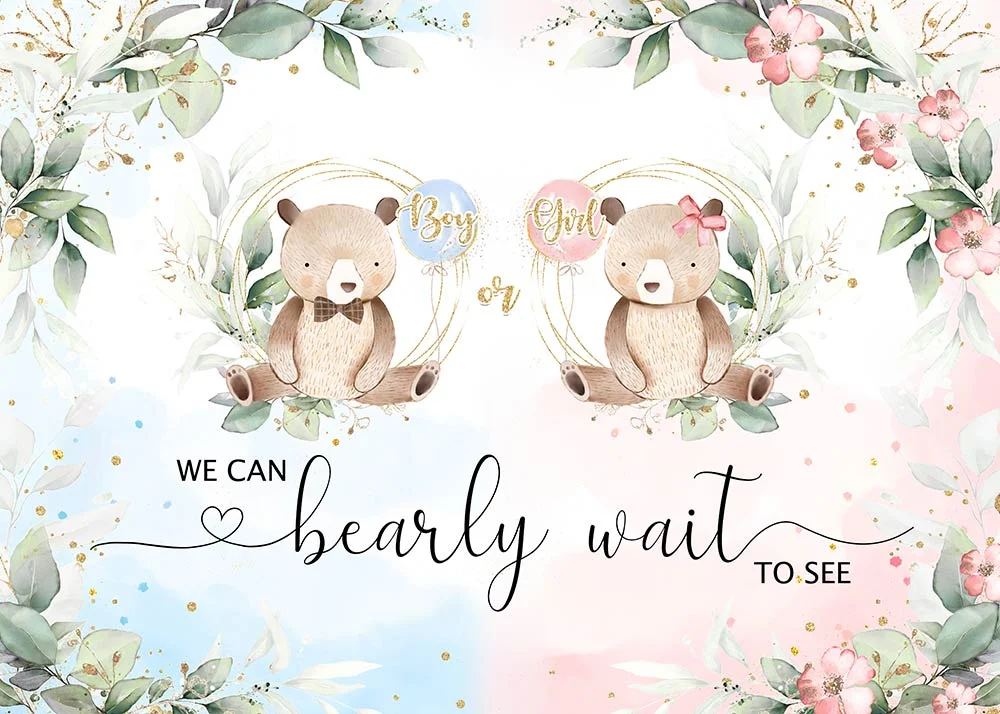 We Can Bearly Wait To See Boy Or Girl Gender Reveal Backdrop RedBirdParty