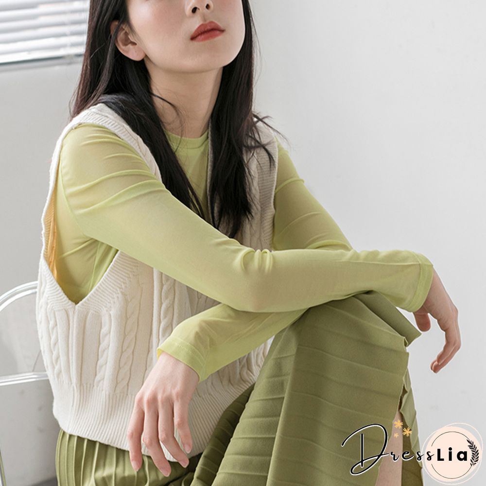 Oumea Women Beach Cover-Up Sheer Mesh Top Beach Wear Hawaiian Mesh Shirt Long Sleeve Casual Candy Color Solid Sweet Mesh Top