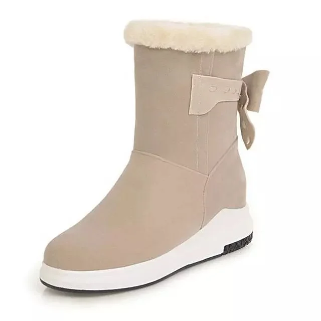 Woman Snow Boots Mid Calf Round Toe Shoes