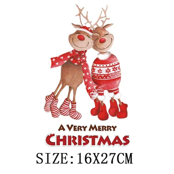 Beautiful Christmas Gift Thermal Sticker On Clothes DIY T-shirt Washable Iron On Patch For Clothing Christmas Design Patch Decor