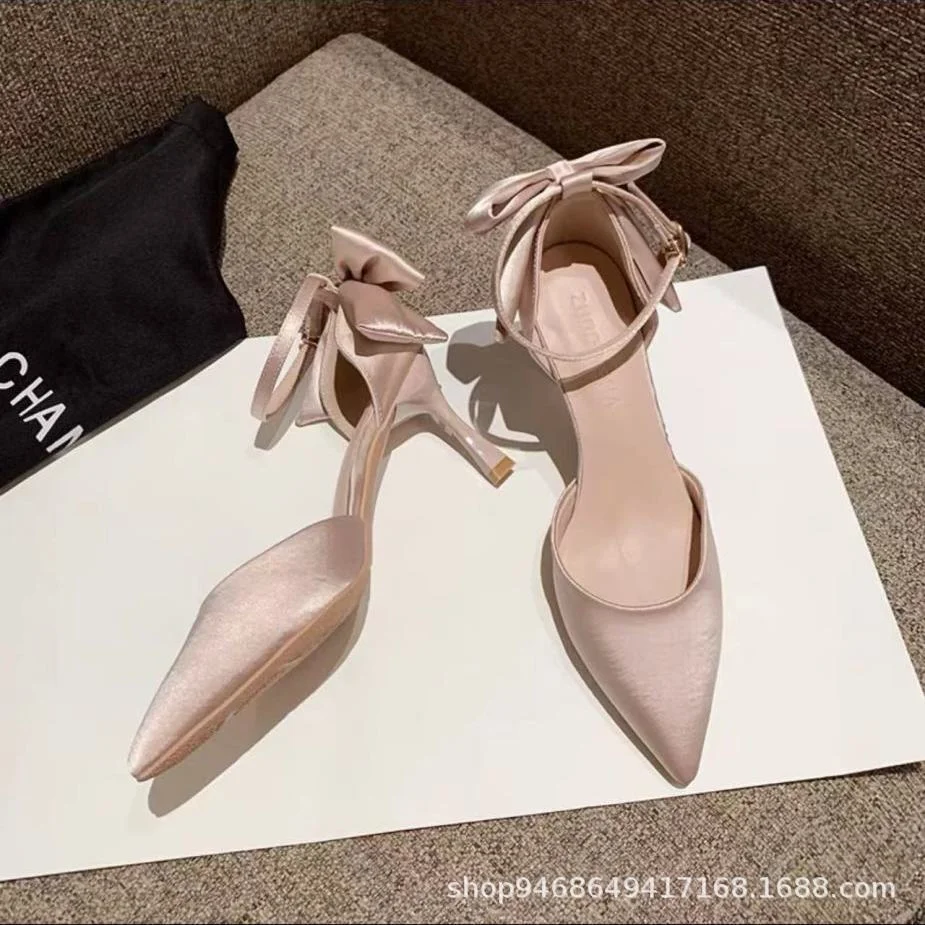 Breakj Breakj High-Heeled Women's 2023 New Summer Thin Heel Small Design Style Dress Wedding Shoes Bridesmaid Shoes