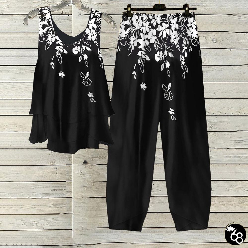 Chic Floral Print Sleeveless Two Piece Set | 168DEAL