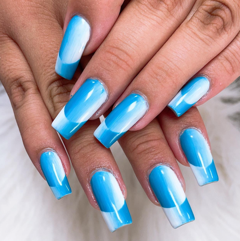 Nail The Hottest Trend With Nude Blue Ombre Nails Get Inspired Now