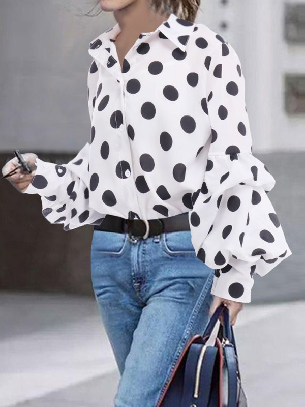 Polka Dot Long Sleeve Loose Shirt