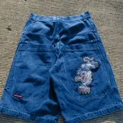 Ejiekang Harajuku basketball street clothing streetwear american Y2k pattern printed men shorts skateboard denim shorts Baggy pants