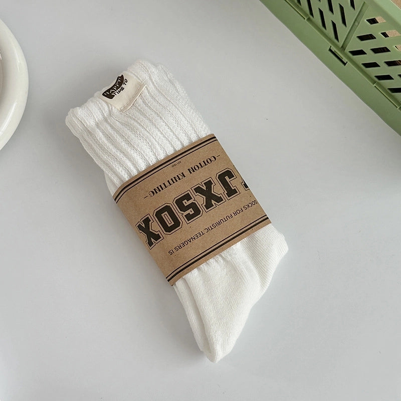 Unisex Sports Solid Color Cotton Crew Socks A Pair