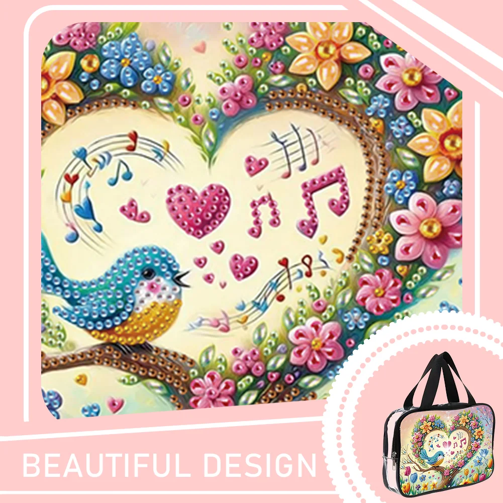 DIY Flowers Diamond Art Rhinestone Makeup Bag Transparent PVC Storage Pack Gift