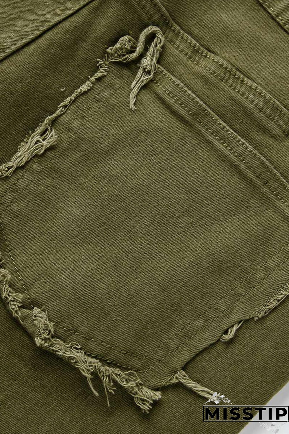 Green Fashion Patchwork Denim Jeans