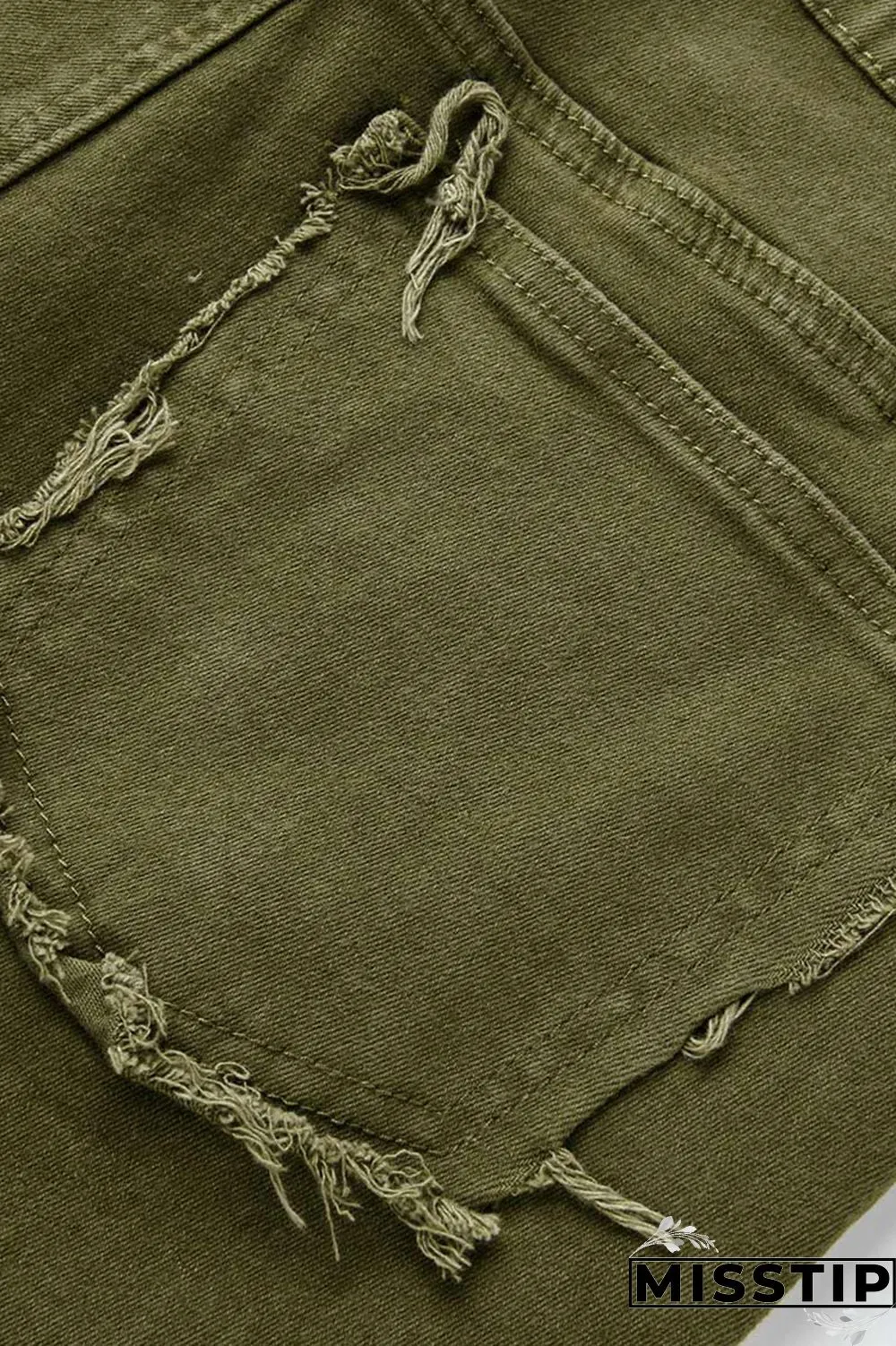 Green Fashion Patchwork Denim Jeans