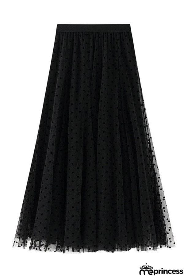 Polka dot high waist gauze skirt princess dress