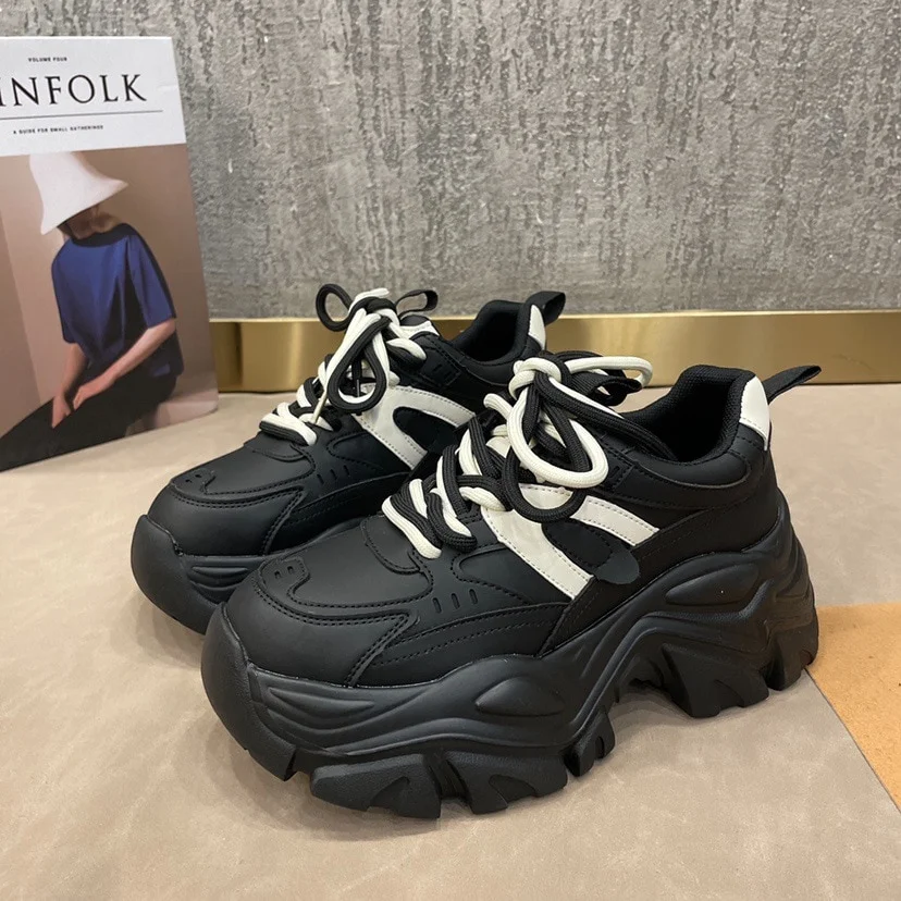 Wongn Sneakers Shoes Platform Ladies Woman Vulcanize Casual Breathable Sneaker Black Chunky Sneakers Spring