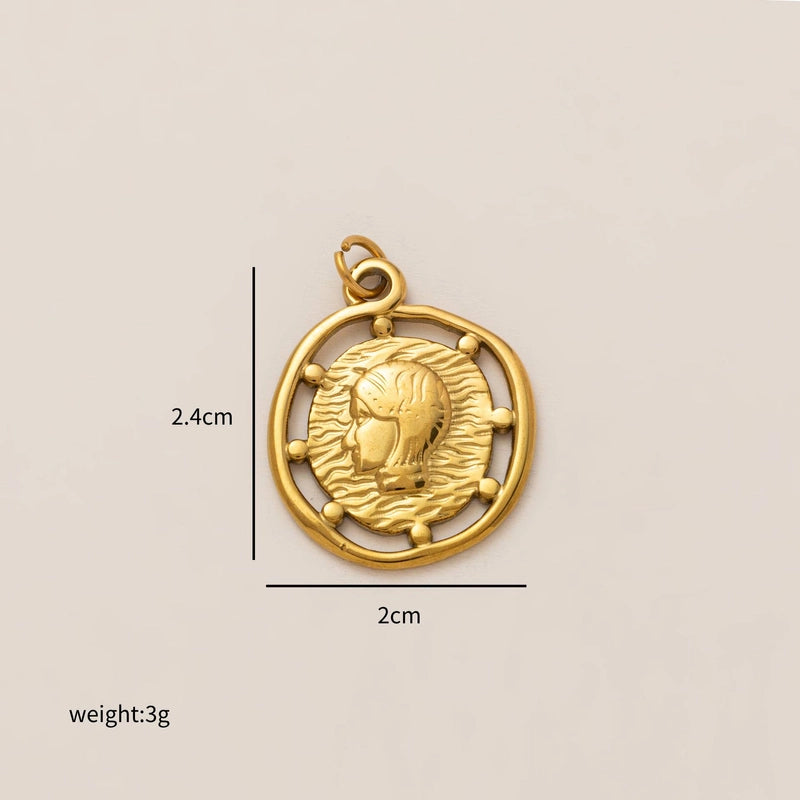 1 Piece 201 Stainless Steel 304 Stainless Steel 18K Gold Plated Pearl Coin Multi Charms Necklace