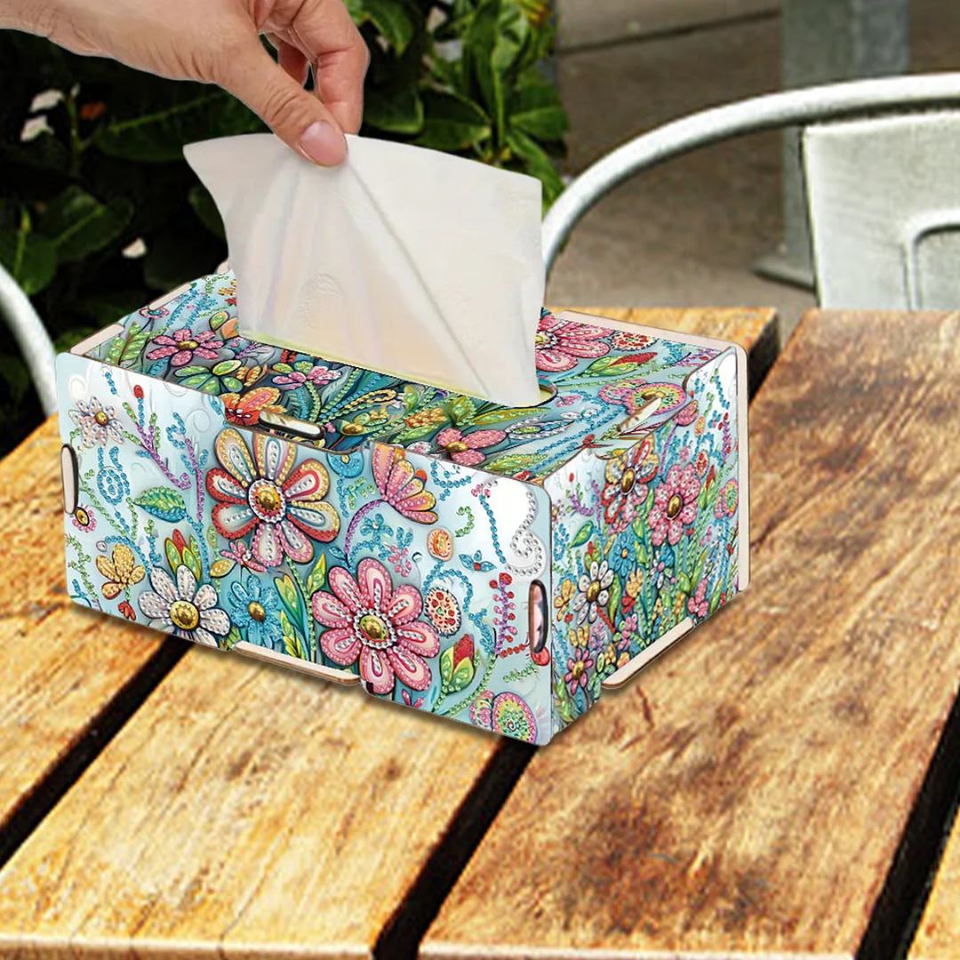 Wooden Diamond Painting Tissue Box for Home and Office Decoration(CZH015)