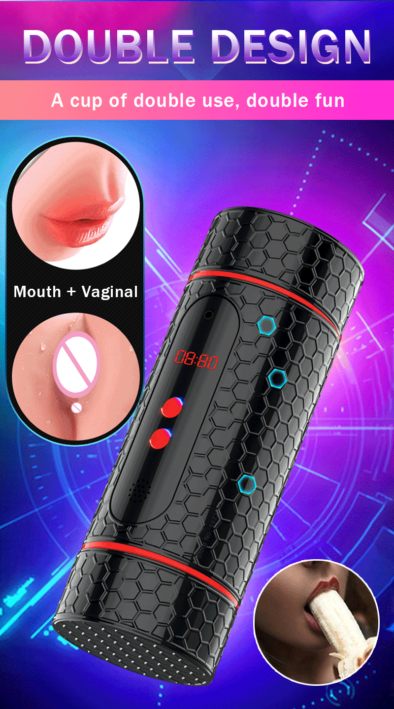 Automatic Real Soft Oral Vaginal Oral Sex Machine Double-Channel Masturbation  Cup