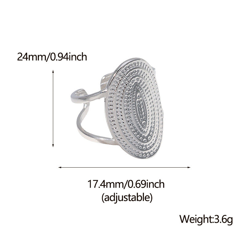 Women Expressive Ellipse Geometric Stainless Steel Electroplating Rings