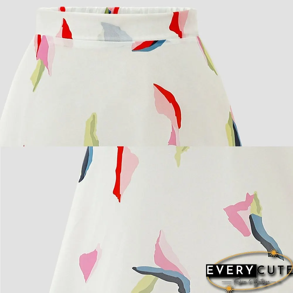 Women's Floral Slim Skirt Elastic Waist Full Skirt