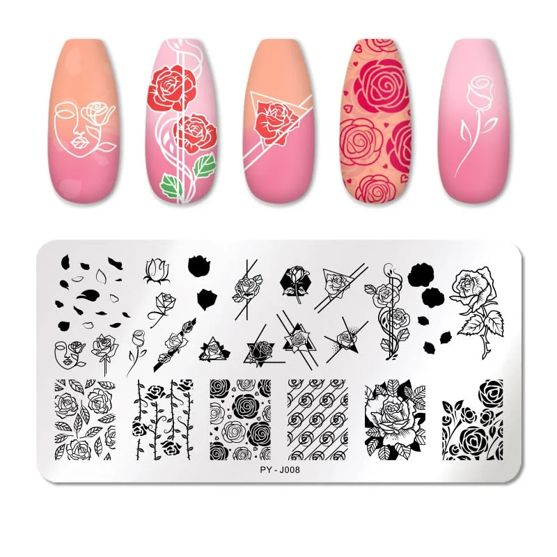 PICT YOU Square Lace Series Nail Stamping Plates Stencil Stainless Steel Tools Nail Art Stamp Design for DIY Image Plate-Nail Inspo