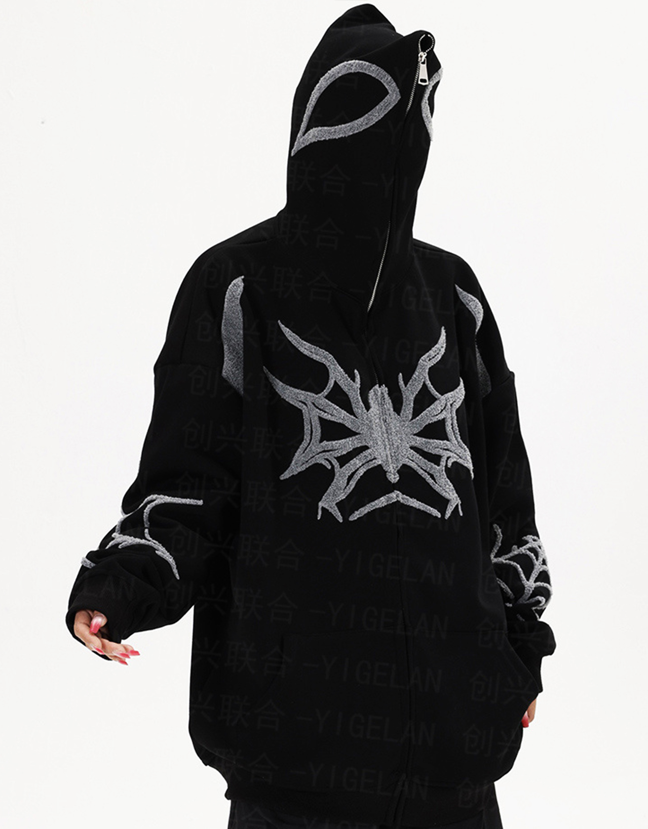 Embroidered Spider Zip Hoodie / TECHWEAR CLUB / Techwear