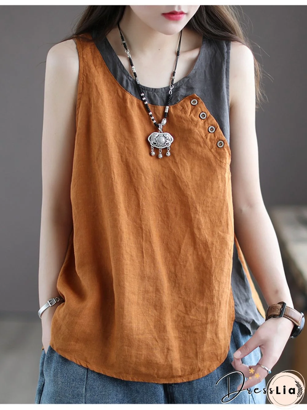 Women's Summer New Arts Style Women Clothing Sleeveless Tank Tops Cotton Linen Casual Top Femme Vintage Tank Top Large Size
