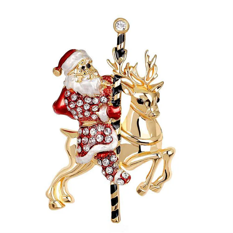 Christmas Multicolor Santa Claus Elk Diamond Brooch  Flycurvy [product_label]