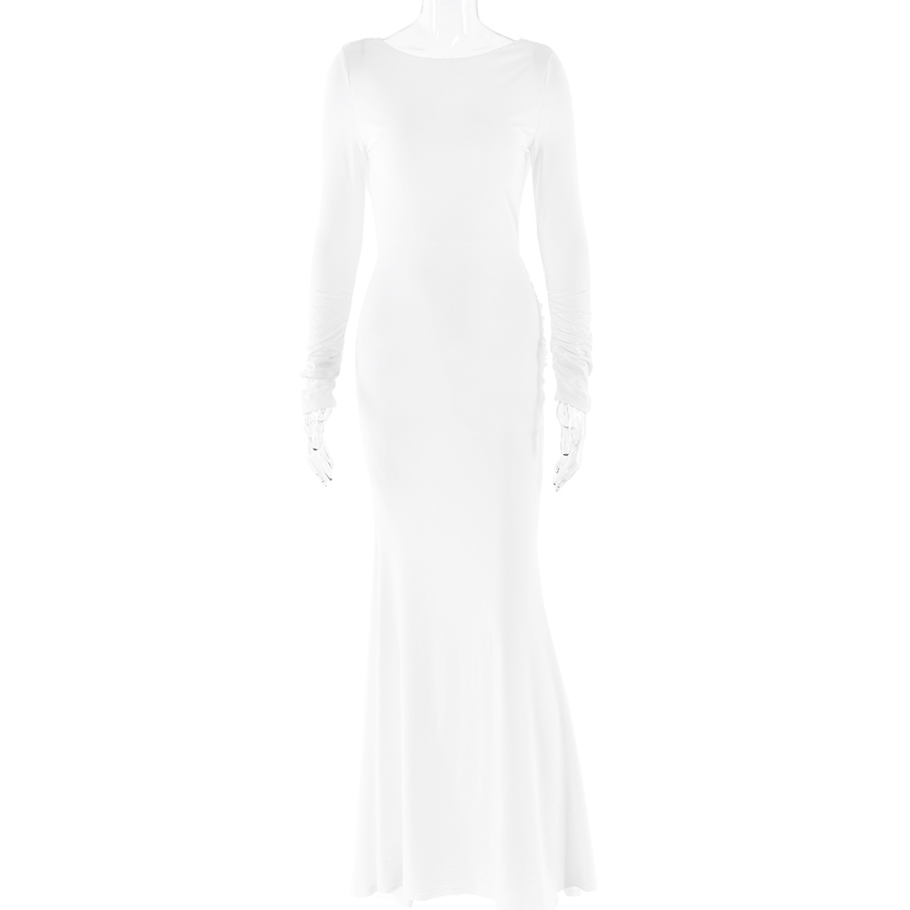 Elegant Long Sleeve Bodycon Party Club Evening Dress Women Sexy Backless SlimVestido Fashion Autumn/Winter New 2024