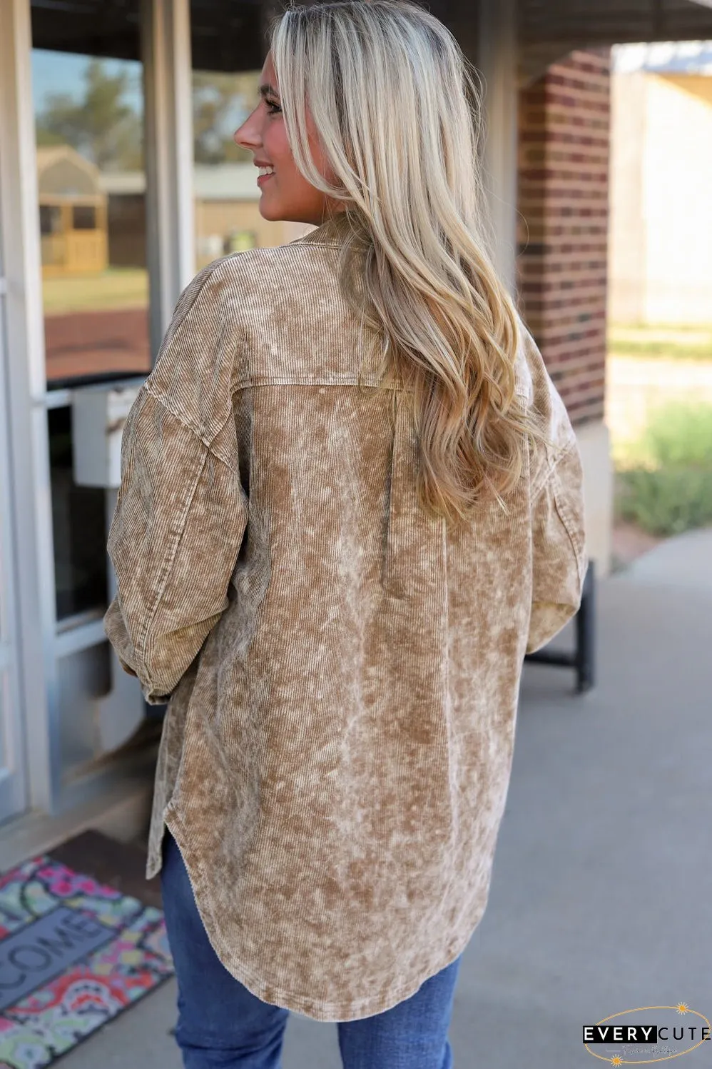Fashionable Corduroy Jacket with Tassel