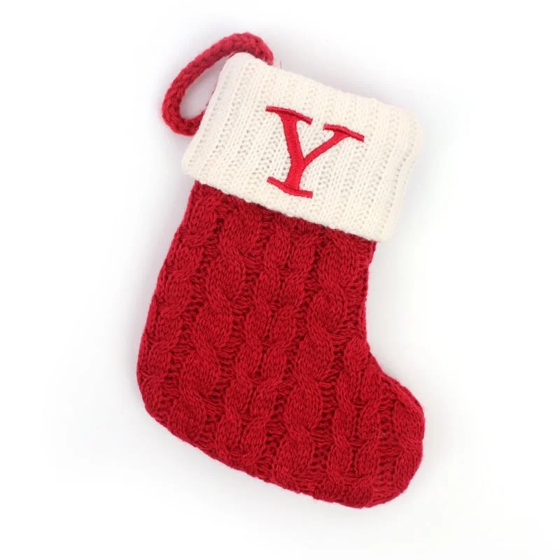 Christmas Red Socks Alphabet Knitting Christmas-Tree Pendant