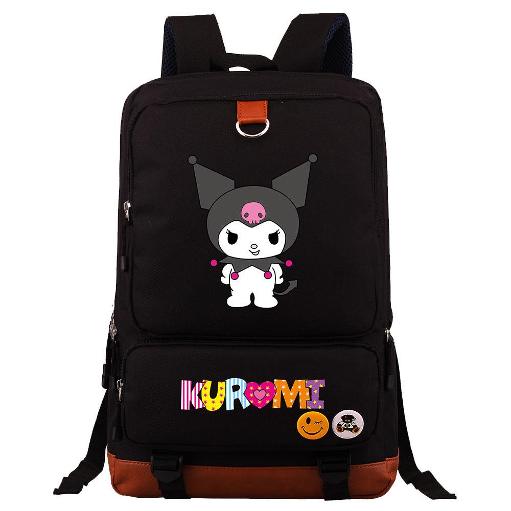 Mayoulove Kuromi Kids Backpack Adjustable Size With Cute Design For School And Daily Use-Mayoulove