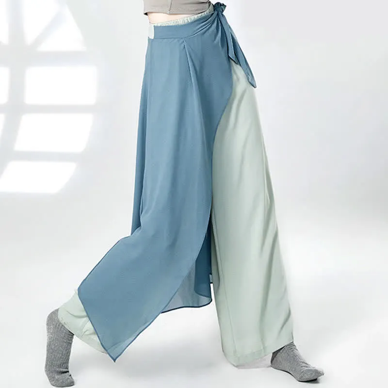 Vintage Lace Up Flowy Wide Leg Casual Pants