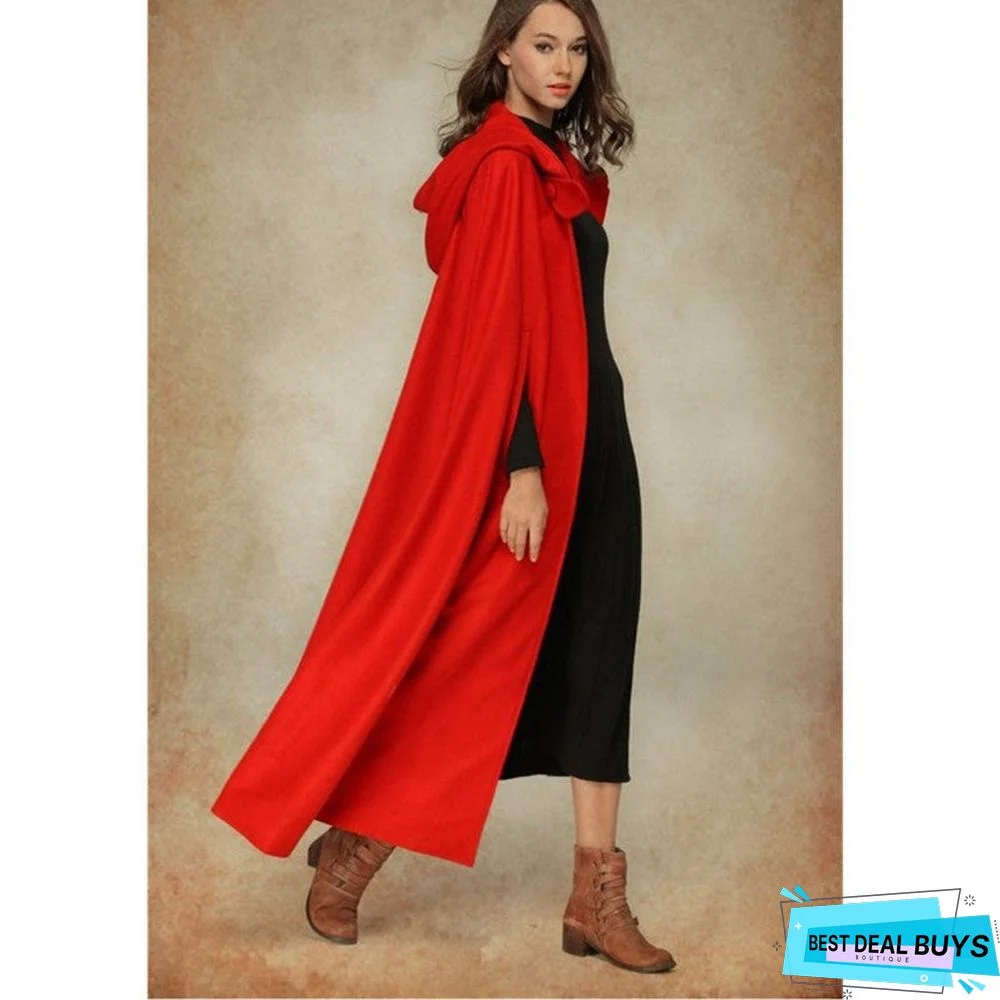 Long Hooded Loosen Plain Vintage Outerwear