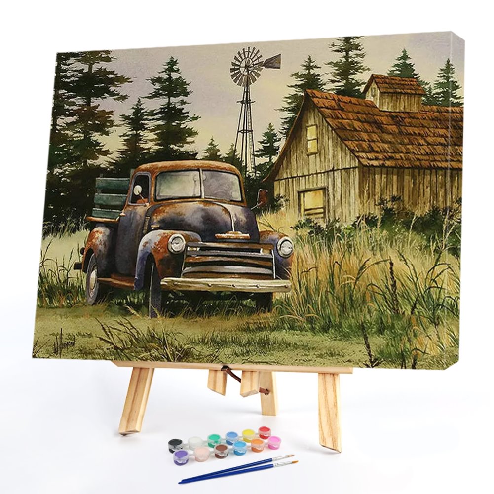 DIY Painting By Numbers Kit Countryside Car(40*50 CM)