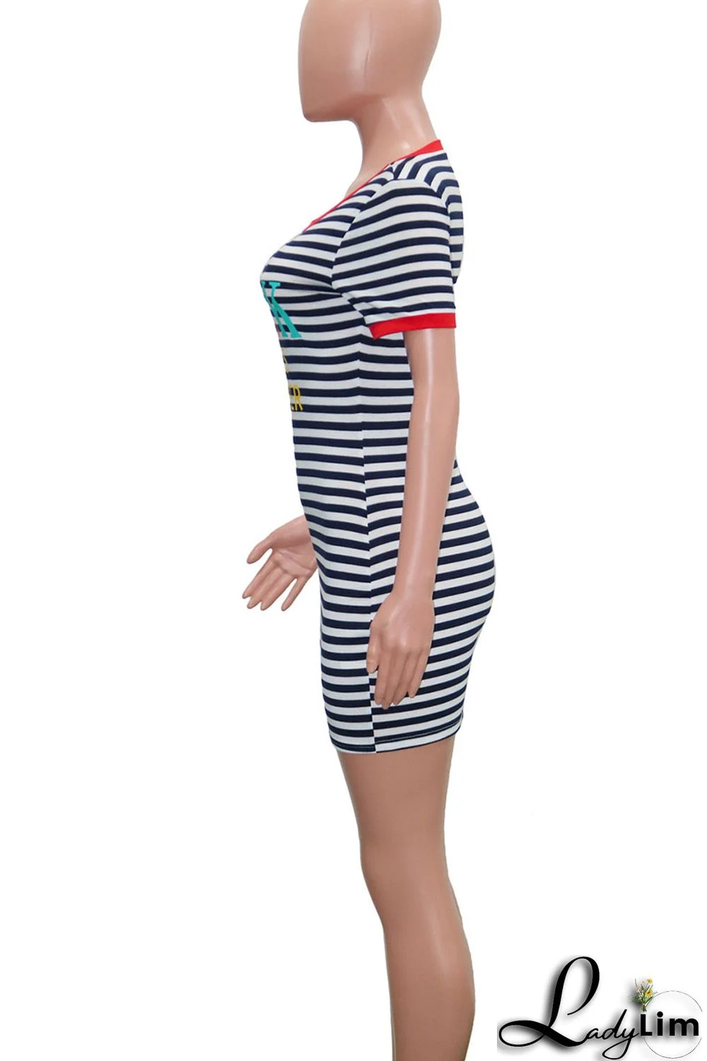 Fluorescent Yellow Casual Striped Print Patchwork O Neck Straight Dresses