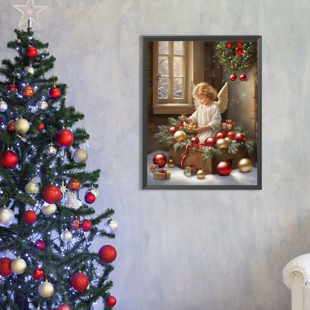 Diamond Painting - Full Round Drill - Christmas Angel Girl(Canvas|30*40cm)