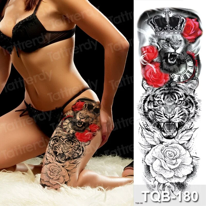 large temporary tattoos women thigh leg tattoo sleeve pattern waterproof tatoo sticker body art sexy tatoo fake water sheet