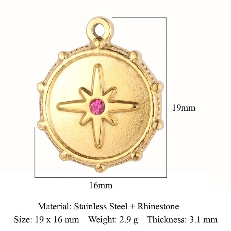 3 Pieces Streetwear Sun Titanium Steel Plating Inlay Rhinestones Zircon 18k Gold Plated Jewelry Accessories