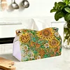 (24cm)Sunflower Butterfly 24cm DIY Diamond Painting Rhinestones Decorative Tissue Box Reusable Crystal Mosaic PU Tissue Holder for Home Car Desk Decoration Craft