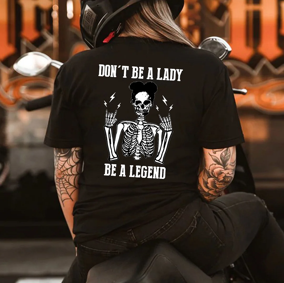 DON'T BE A LADY Skull Black Print Regular-fit T-shirt
