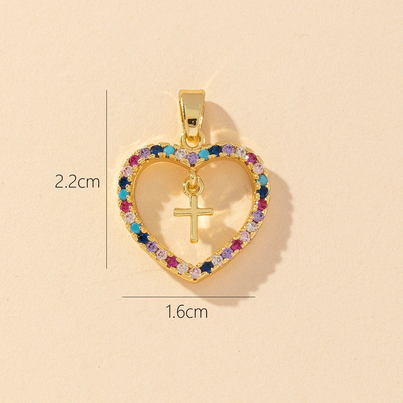 1 Piece Copper Zircon Printing Pendant