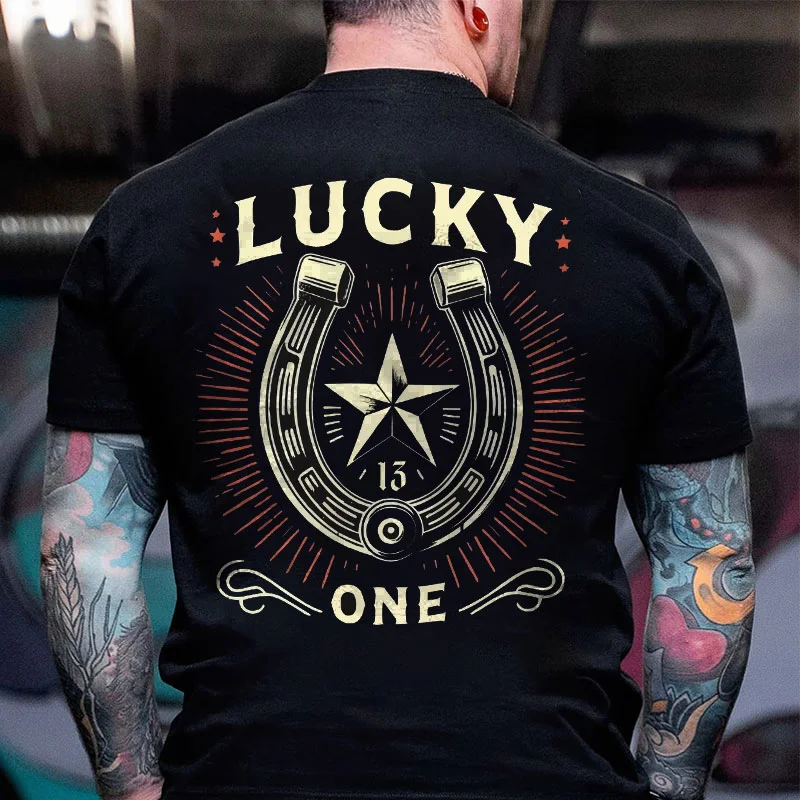 LUCKY ONE Horseshoe Print Men's T-shirt